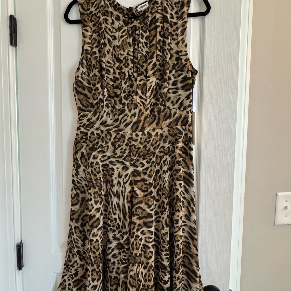 NWOT L'AGENCE Brown Leopard Print Midi Dress